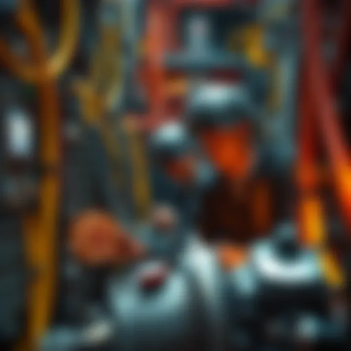 Bitcoin miners surrounded by machinery, facing difficulties as prices drop