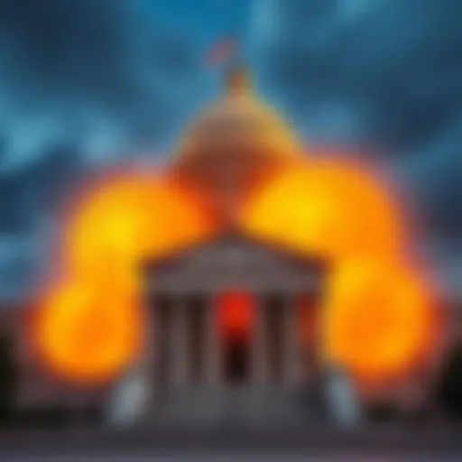 U.S. Treasury building with Bitcoin symbols, highlighting the lifting of the ban on privacy mixers,