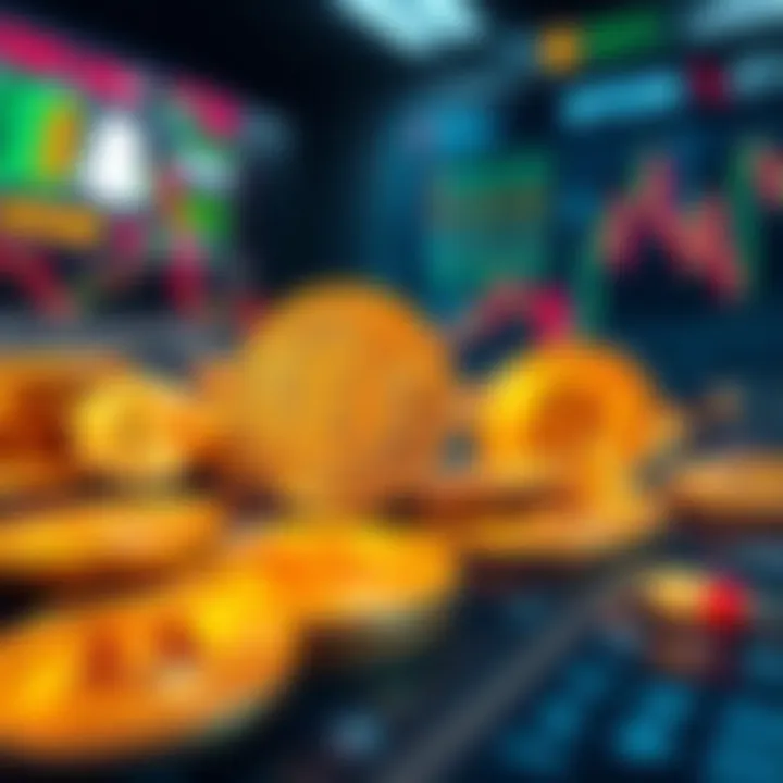 A graphic showing Bitcoin coins being exchanged to indicate heavy trading activity over the past week.