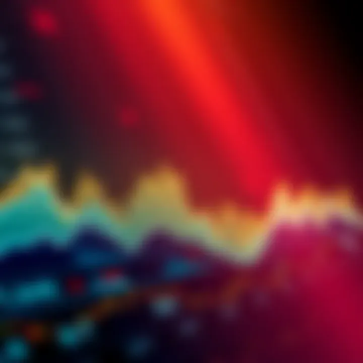 A line chart showing the ups and downs of Bitcoin prices over time, with various peaks and valleys indicating market volatility.