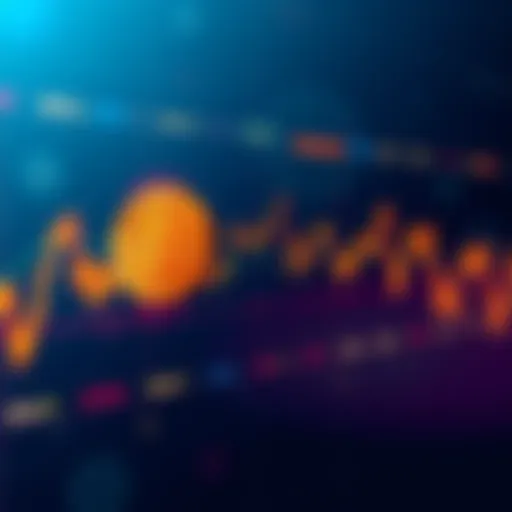 A fluctuating line graph showing Bitcoin's price changes, highlighting sharp drops and rises in value with emotional trading indicators