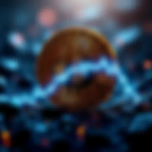 Bitcoin logo with a downward trend graph indicating price fall below $90,000