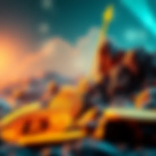 A visual representation of Bitcoin rising dramatically, with a graph showing upward trends, reflecting a prediction of reaching $250,000 amid market volatility.