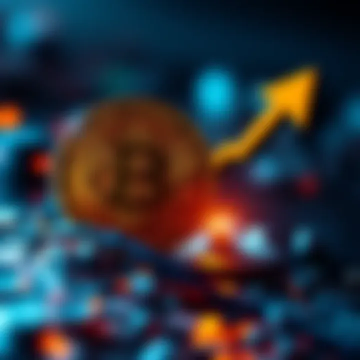 Bitcoin logo with a rising graph arrow indicating price increase