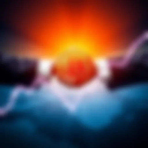 Graph showing Bitcoin prices rising rapidly with a backdrop of a political handshake symbolizing Trump's NATO deal with Greenland