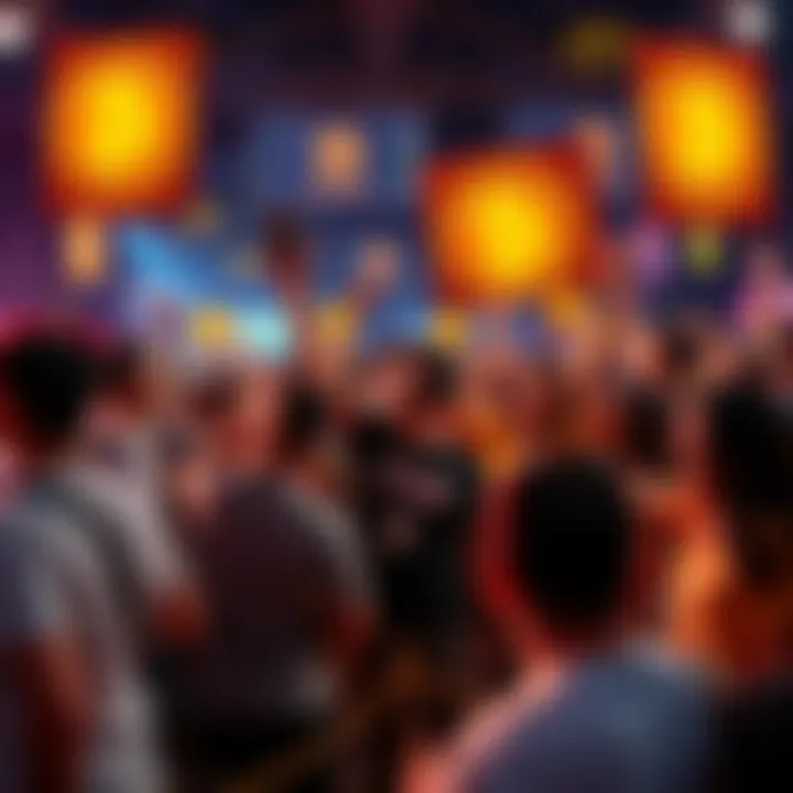 Bitcoin Reunion 2029 A group of Bitcoin enthusiasts celebrating at a reunion event in 2029, holding banners and discussing cryptocurrency strategies.