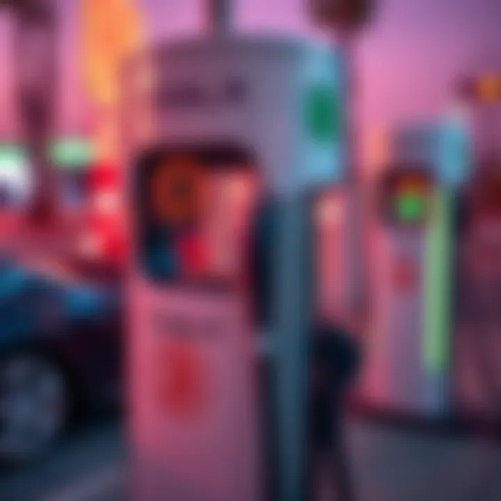 Curious Bitcoin stickers displayed on a Tesla supercharger station in Los Angeles, prompting questions about their meaning.
