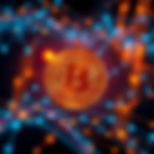 A glowing Bitcoin symbol over a digital network background representing finance and ownership