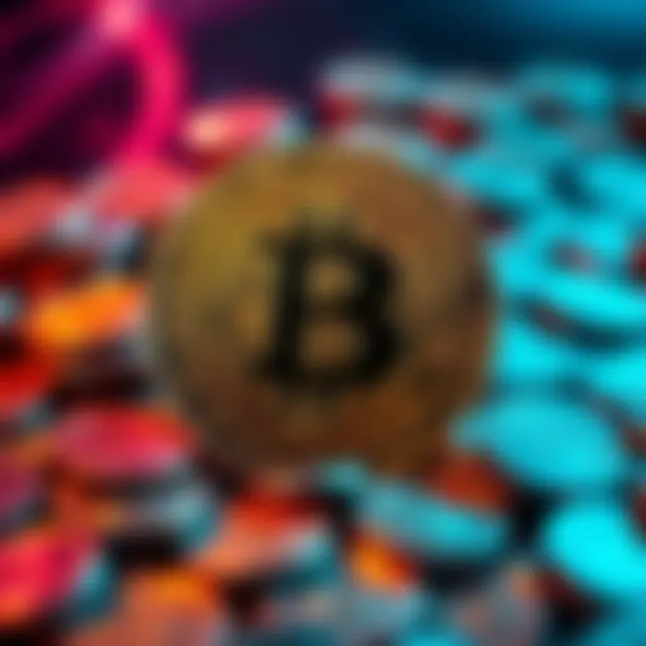 A visual representation of the Bitcoin symbol surrounded by digital coins, highlighting its value and unique features in finance.