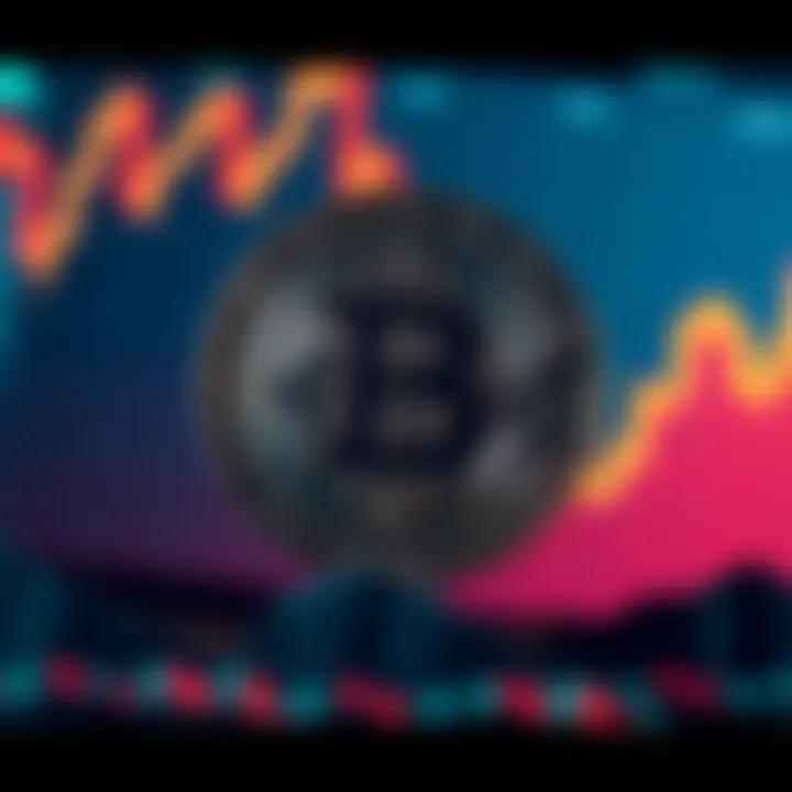 A bold Bitcoin symbol stands prominently against a backdrop of a declining financial graph, symbolizing resistance against traditional finance.