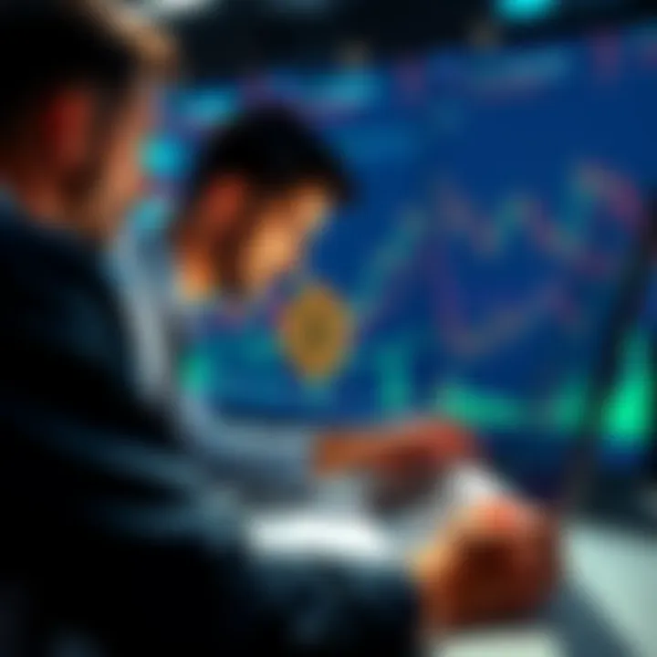 Bitcoin trading influenced by macro data A trader analyzing Bitcoin charts with macroeconomic data, featuring charts on inflation and interest rates in the background