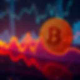 Graph showing Bitcoin price movements with dips and spikes, illustrating buying and selling trends.