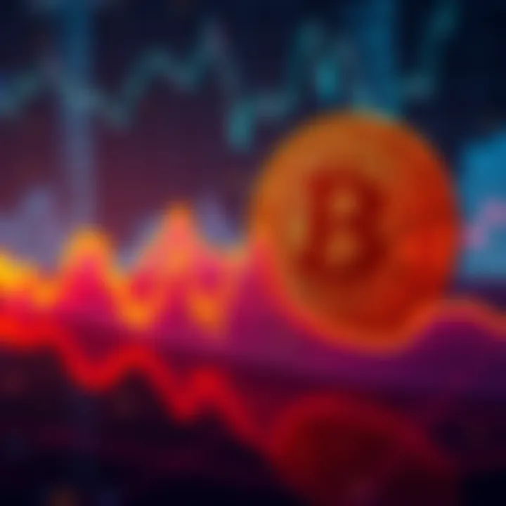 Graph showing Bitcoin price movements with dips and spikes, illustrating buying and selling trends.