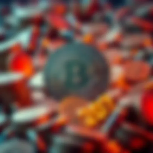 A representation of a Bitcoin transfer involving $203 million, showcasing the movement of cryptocurrency coins.