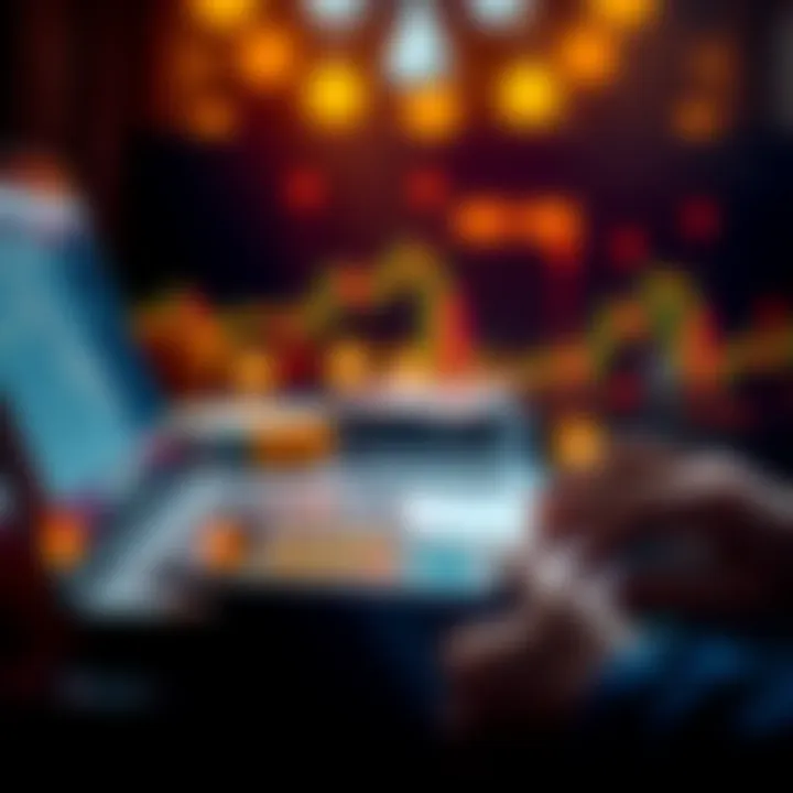 A person calculating taxes on Bitcoin transactions with a laptop and calculator, highlighting capital gains tax implications in the UK.