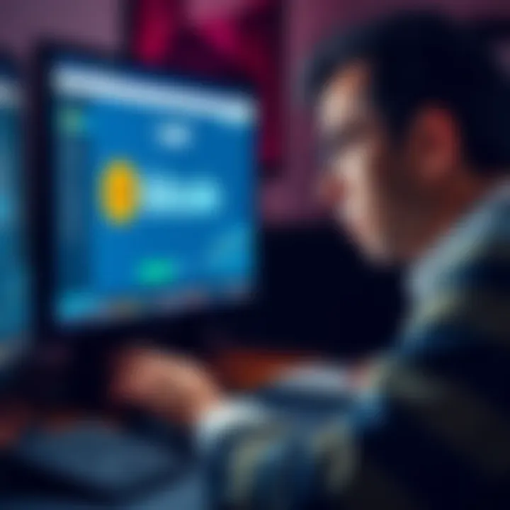 A worried person looking at a computer screen displaying a Lumi wallet with a zero Bitcoin balance, showing a sense of loss
