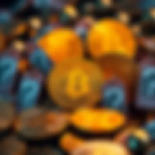A visual representation of Bitcoin coins with question marks and price tags, symbolizing uncertainty in its valuation