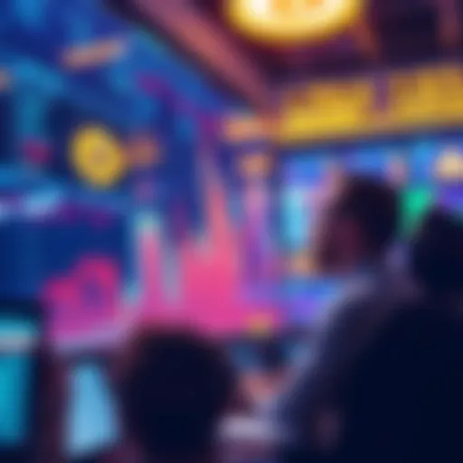 Graph showing a downward trend in Bitcoin's value with worried traders observing it.