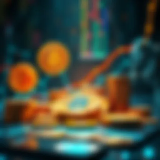 A graphic showing Bitcoin symbols fading as AI technology rises with coins and gears, representing investment shift