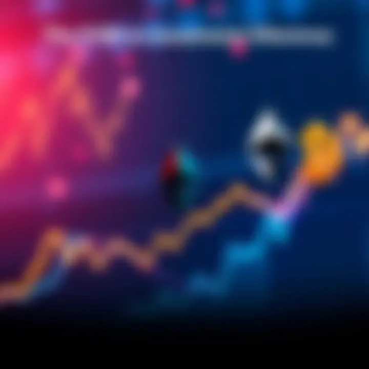 Graph showing Bitcoin and Ethereum price changes over time with dollar signs to represent investment value