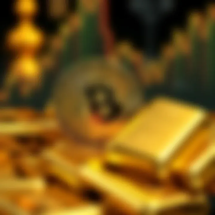 A visual comparison between Bitcoin and gold bars, highlighting the performance gap in 2026, with Bitcoin showing instability and gold standing strong.