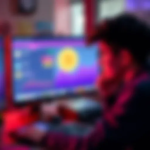 A beginner looking at a computer screen displaying a Bitcoin wallet and transaction details, feeling curious and eager to learn.
