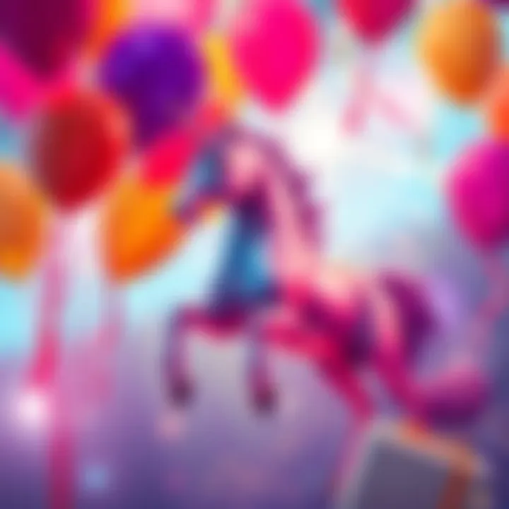 A vibrant digital graphic celebrating BitMart's 8th anniversary with festive colors, balloons, and a unicorn symbolizing success in cryptocurrency.