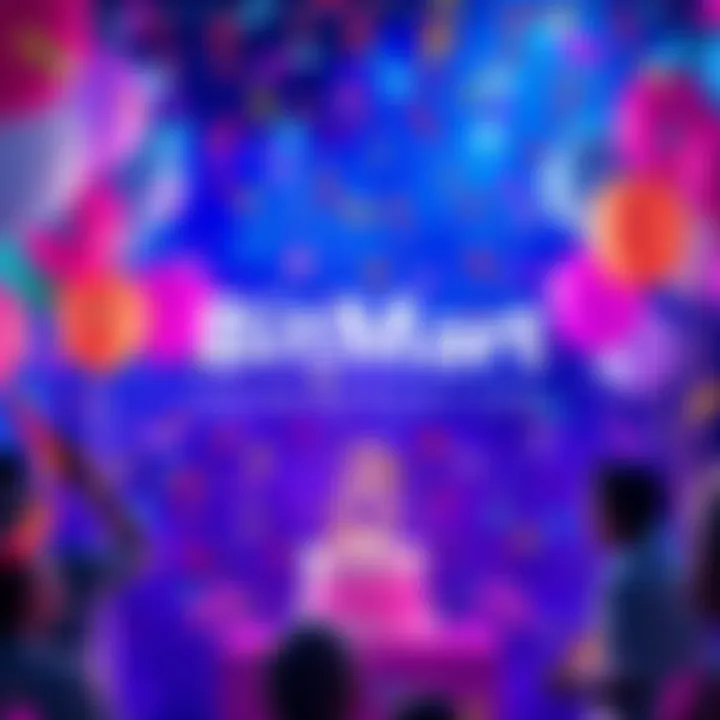 A colorful celebration with balloons and confetti for BitMart's 8th anniversary