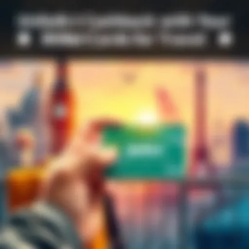 A traveler holding a BitMart Card with iconic travel destinations in the background