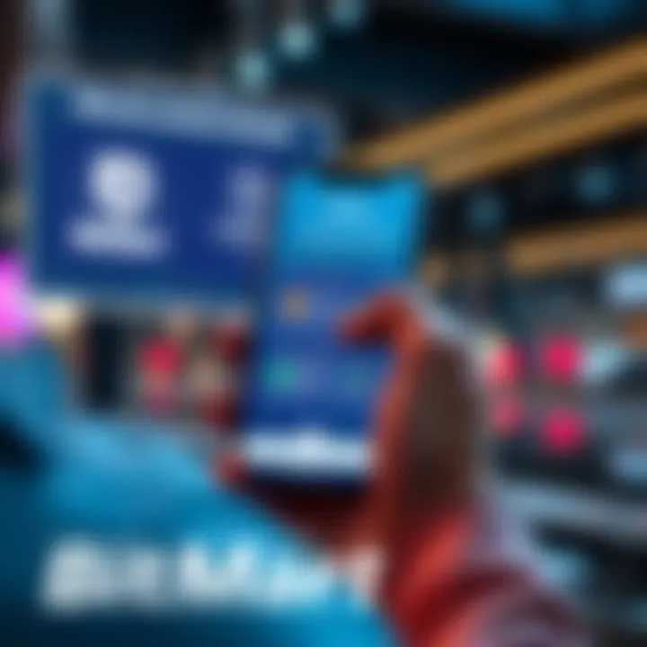 A person using a smartphone to transfer cryptocurrency on the BitMart app, with a graphic showing rewards and compensation for frozen funds in the background.