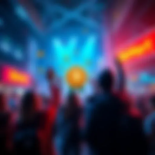 Visual representation of BitMart's Prediction Market with cash prizes and participants celebrating