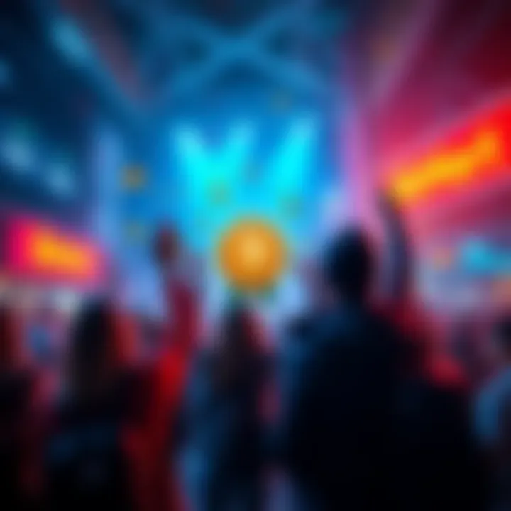 Visual representation of BitMart's Prediction Market with cash prizes and participants celebrating