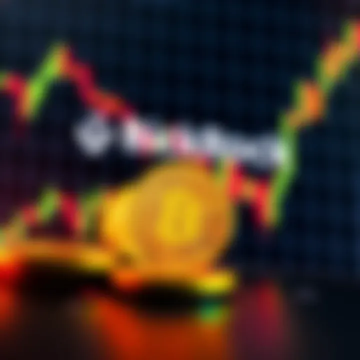 BlackRock Bitcoin Sale A stock chart showing a decline in Bitcoin value with BlackRock's logo in the background, symbolizing their sell-off decision.