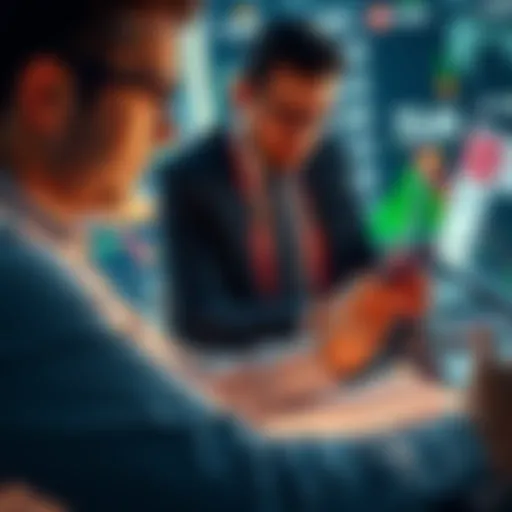 A business professional analyzing investment charts and graphs, reflecting innovation in financial markets.