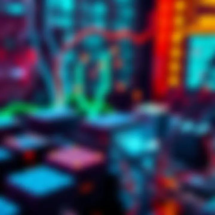 A visual representation of block solomining, showing interconnected blocks and data streams in a digital mining environment