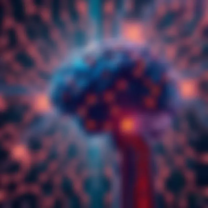 A digital illustration showing a computer circuit with blockchain links securing an AI brain interface.