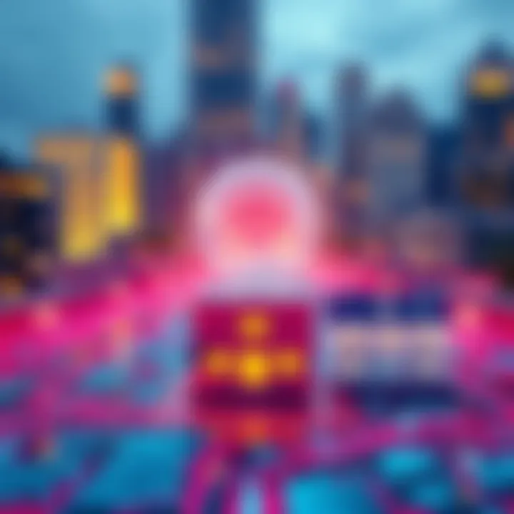 A modern real estate transaction being completed on a digital platform with blockchain technology