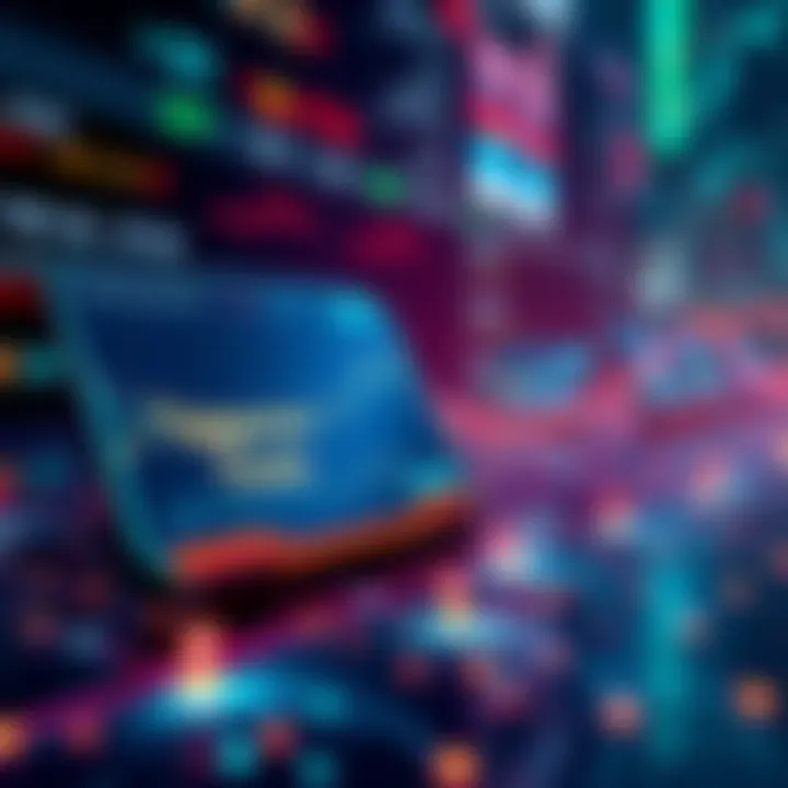 Visual representation of tokenized stocks on a blockchain, showing digital stock certificates and a blockchain network