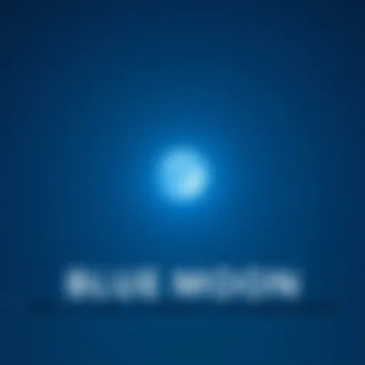 A bright blue moon shining in a clear night sky, surrounded by stars