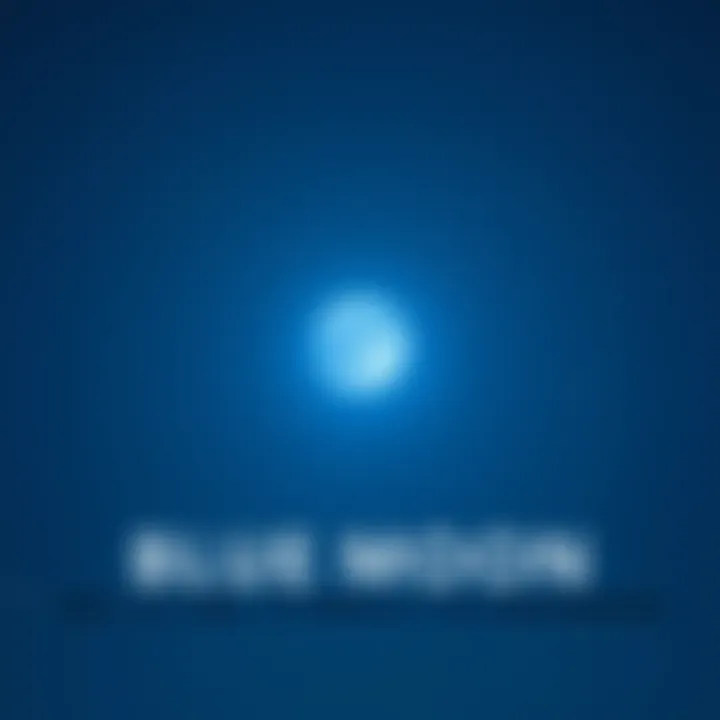 A bright blue moon shining in a clear night sky, surrounded by stars