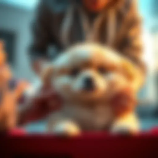 A fluffy pet being helped to gain weight with support from a person using tokens