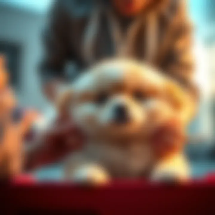 A fluffy pet being helped to gain weight with support from a person using tokens
