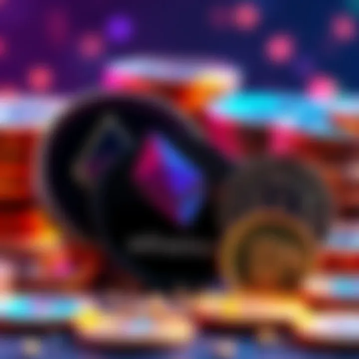 A graphic showing Ethereum coins and stablecoins with a low interest rate symbol, representing the idea of leveraging Ethereum for loans.