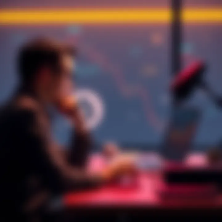 A person sitting at a desk, contemplating borrowing against Bitcoin with a laptop open showing cryptocurrency charts.