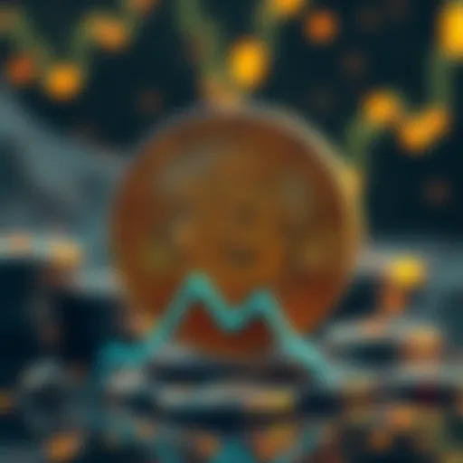 Illustration showing a Bitcoin symbol with a downward trend graph, representing the risk of Bitcoin liquidation as it nears $26,000.