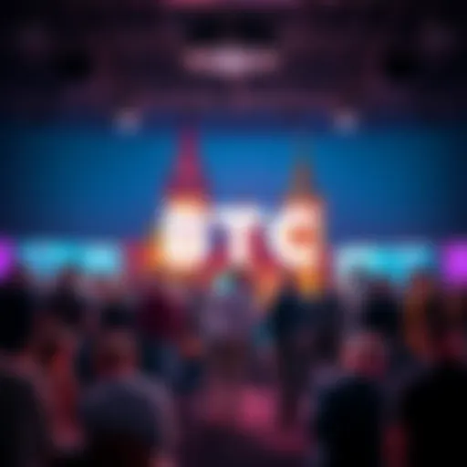 Group of people networking at the BTC Prague Bitcoin event