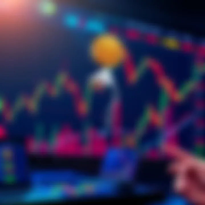 Bitcoin rising sharply to $82,000, showing a graph with increasing values and candles, traders analyzing the trend.