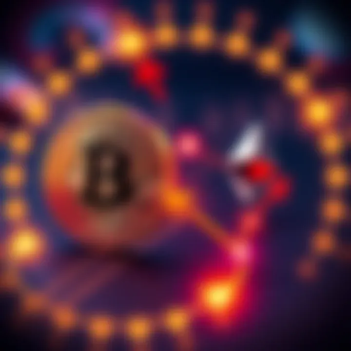 Illustration showing Bitcoin and Ethereum logos connected by arrows, symbolizing the transfer process between the two cryptocurrencies.