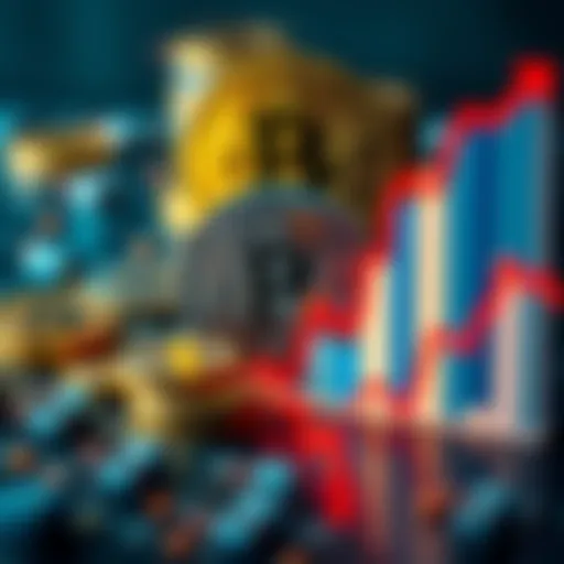 A visual representation of Bitcoin and XRP alongside a graph showing financial loss, symbolizing resilience and learning from setbacks.