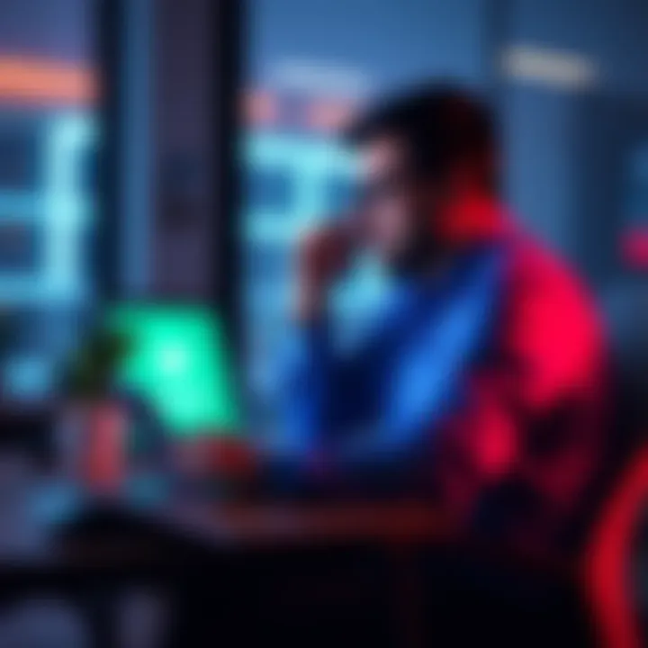 A business owner sitting at a desk looking upset while viewing a laptop screen with a Revolut logo, symbolizing account denial